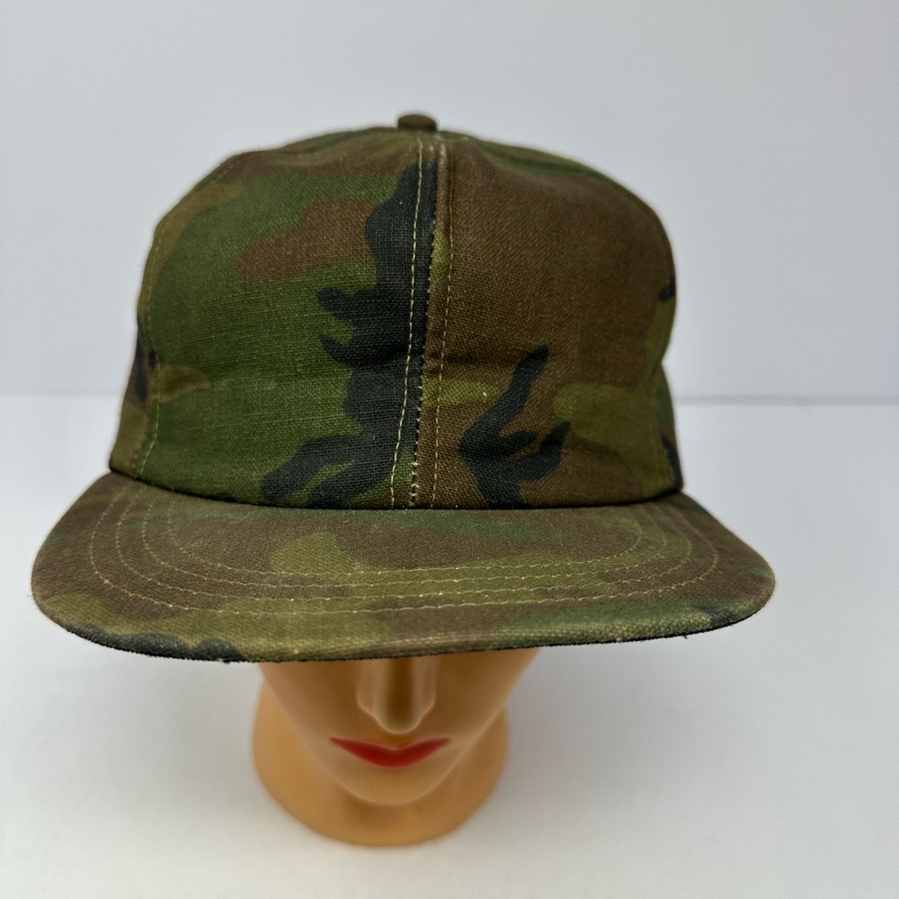 Vintage 80s Camo Camouflage Snapback Hat Foam Insulated Cap Made in USA L1